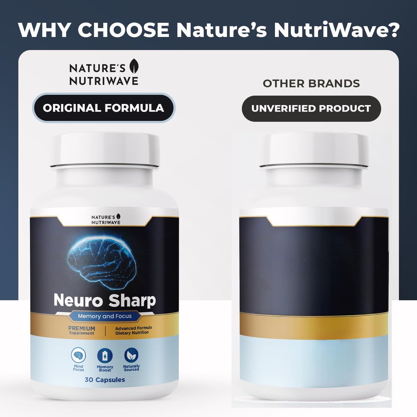 Neuro Sharp – Bacopa, Ginkgo Biloba & Huperzine-A – 30 Ct, 1 Month Supply | Bacopa Monnieri, Ginkgo Biloba & Huperzine-A | Non-GMO, Made in USA | Easy-to-swallow daily capsule