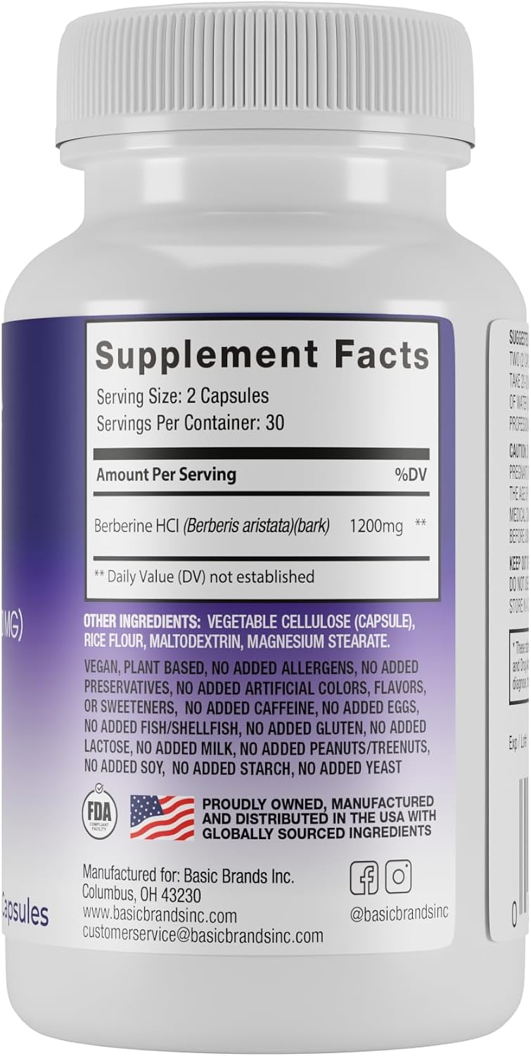 Achieve Berberine 1200 mg Capsules – Daily Wellness & Energy Support, Non-GMO, 60 Count