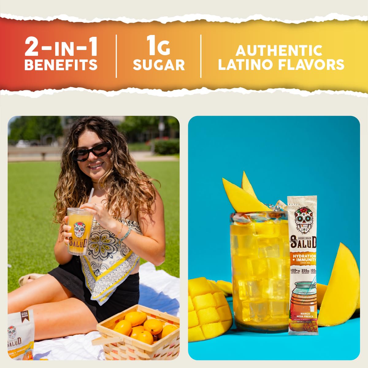 Salud 2-in-1 Hydration + Immunity Drink Mix, Cucumber Lime | Electrolytes Powder, Agua Fresca, Elderberry, Dairy & Soy Free, Non-GMO, Gluten Free, Vegan, 1g Sugar (15 Servings)