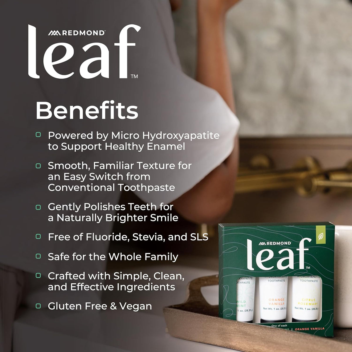 REDMOND Leaf Micro Hydroxyapatite Toothpaste Tube (Variety Pack)