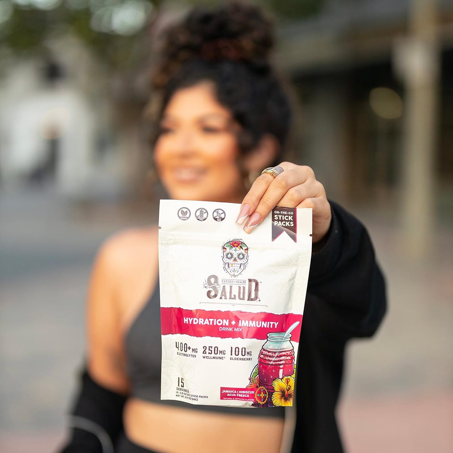 Salud 2-Pack | 2-in-1 Calm + Sleep (Punch) & Hydration + Immunity (Hibiscus) 15 Servings Each, Drink Mix, Dairy & Soy Free, Non-GMO, Gluten Free, Vegan, Low Calorie, 1g of Sugar
