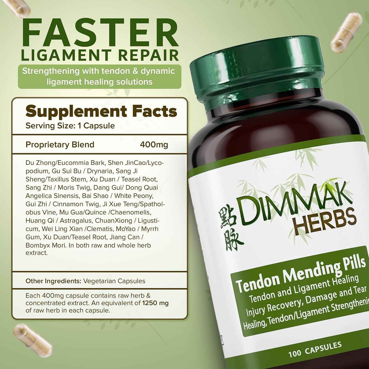 Tendon Mending Pills- Tendon & Ligament Support- Advanced Mobility Formula for Stiffness, Rotator Cuff & Achilles Recovery- Daily Soft Tissue & Injury Repair- TCM Formula