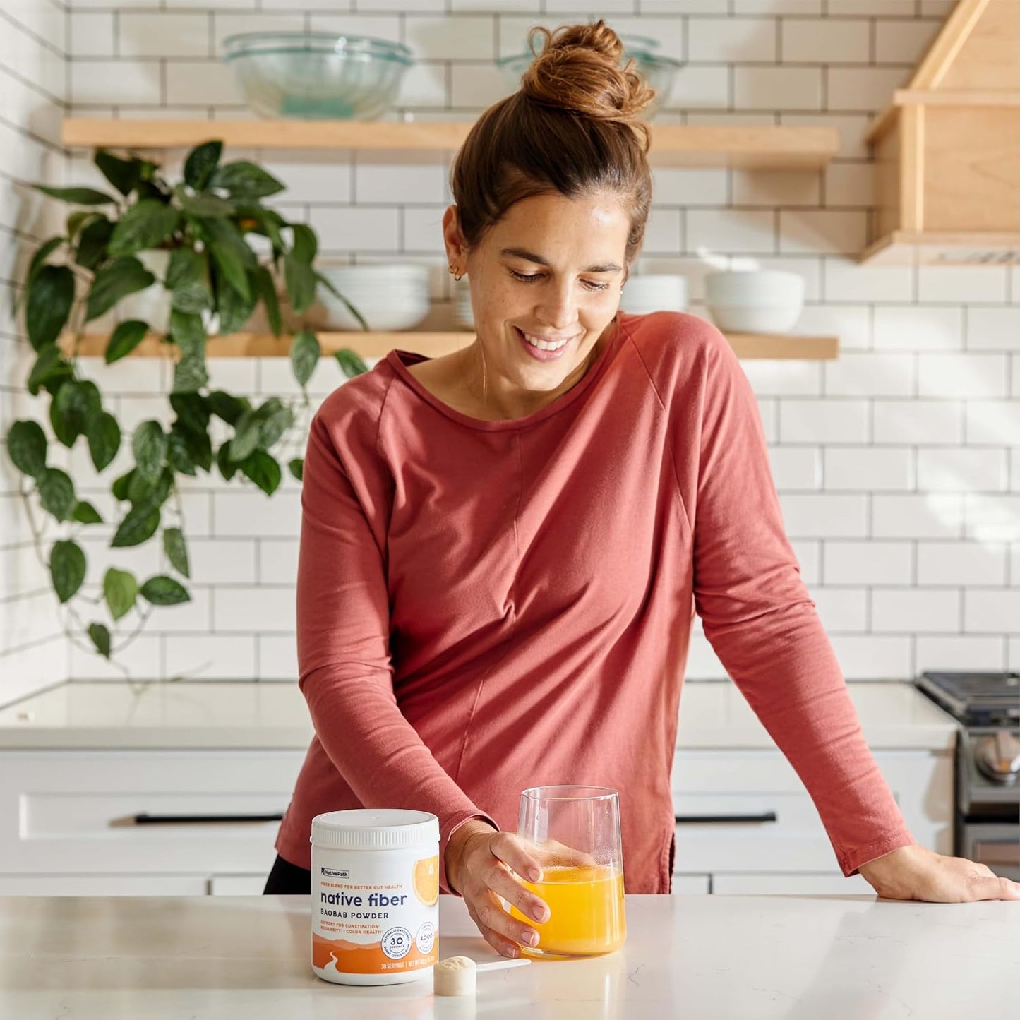NativePath Baobab Prebiotic Fiber, Orange, Sugar-Free, 30 Servings | Organic Soluble Source, L-Glutamine, Supports Digestion, Regularity, Gut Health & Microbiome, Keto