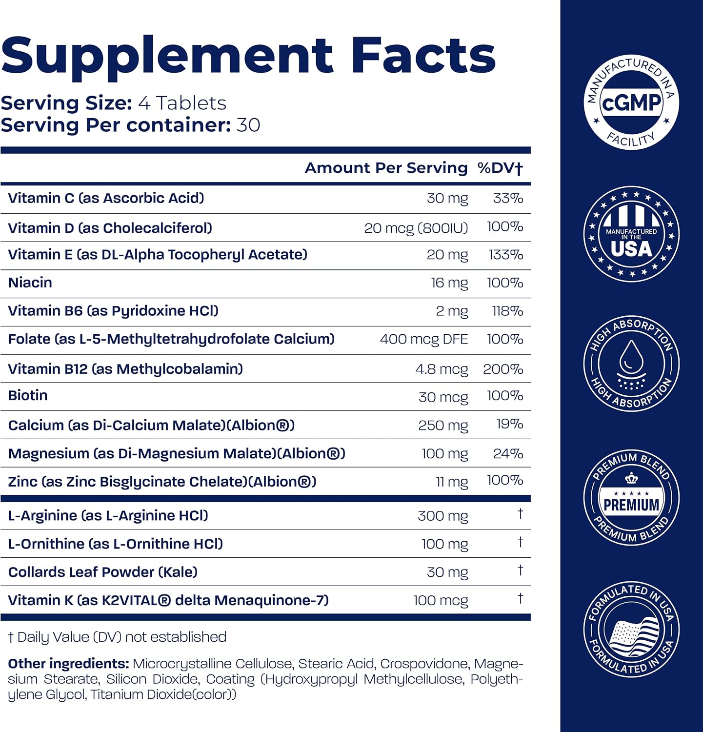 BONE SCIENCE Primeheight Bone & Growth Support with Calcium, Vitamin D3, K2, Magnesium, Zinc - Nutrient-Based Vegan Immune Formula, Non-GMO, 120 Tablets - PrimeBioHealth - canada supplements