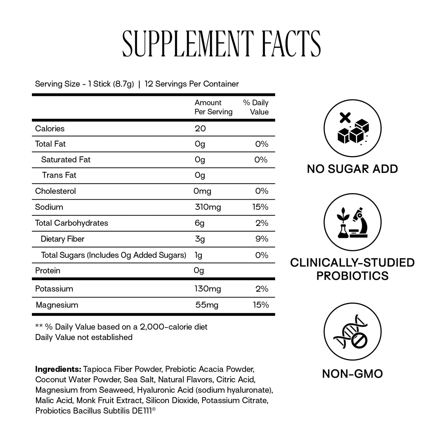 Happy Aging Electrolytes Powder Packets for Women - Sugar Free Hydration & Gut Health with Hyaluronic Acid & Bacillus Subtilis DE111 Probiotics - Dual Prebiotic System for Skin Beauty - PrimeBioHealth - canada supplements
