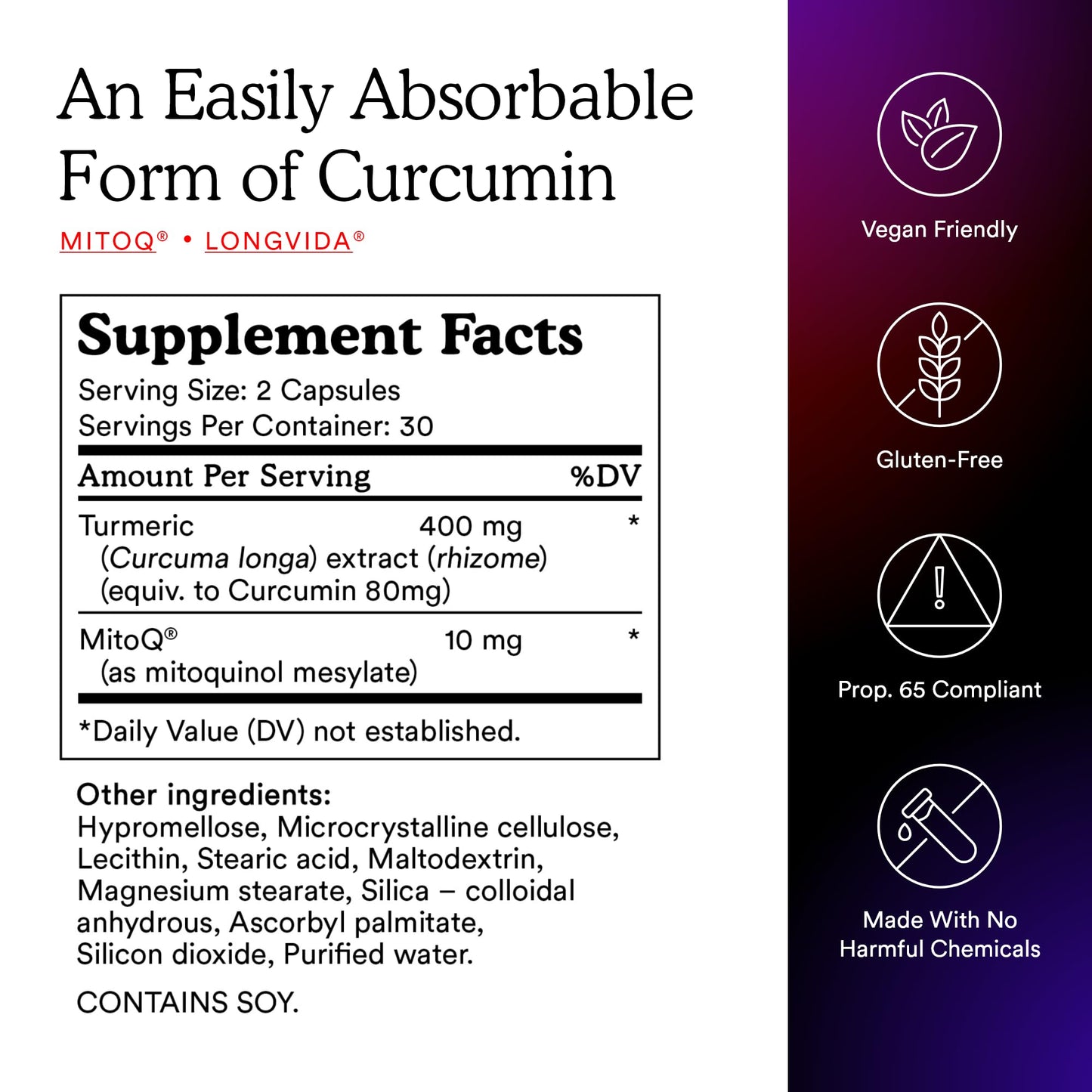 MitoQ Curcumin Longvida Lipidated Formula Mitochondria-targeted Antioxidant | Ultra Bioavailable & Sustained Action Free-Form Curcumin, 60 Capsules - PrimeBioHealth - canada supplements