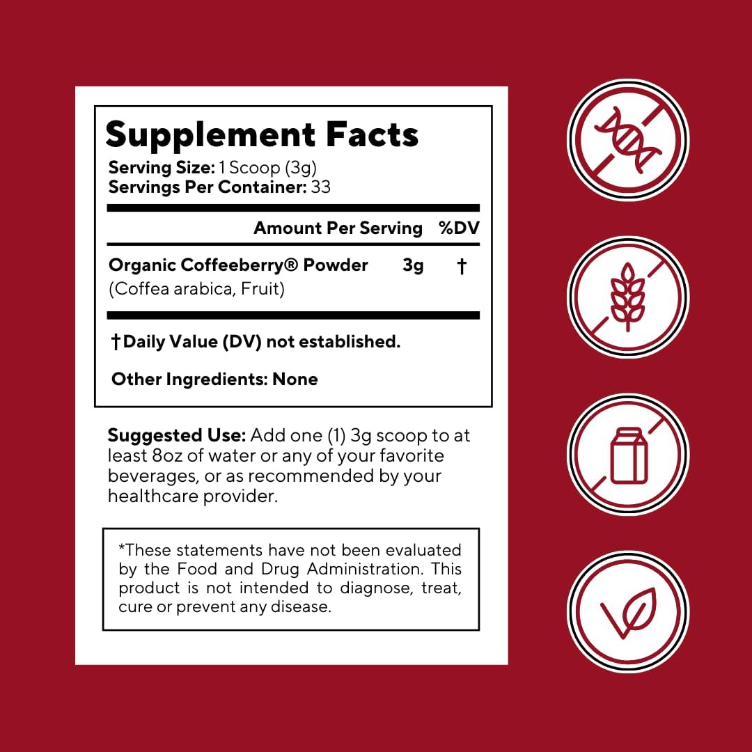 Vitapia Vitacoffee Caffeine Coffee Fruit Powder for Energy, Memory, Focus, Antioxidant, Metabolism, Skin Health Support - 100g & 33 Day Supply - Non-GMO, Gluten-Free, Vegan Supplement - PrimeBioHealth - canada supplements