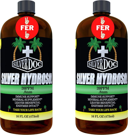 32 oz Total, Silver Doc Silver Hydrosol Mineral Supplement, Natural Alternative and Immune Support, Positively Charged 99% Bio-Available Colloidal Molecules Seek Out Unwanted Visitors - PrimeBioHealth - canada supplements