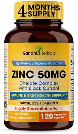 SANDHUHERBALS Zinc 50mg Bundle with Zinc 30mg Vitamin D3, Magnesium, Selenium, Vitamin B6, B7 (Biotin), Copper | Supports Immune, Skin, Hair & Nails Health