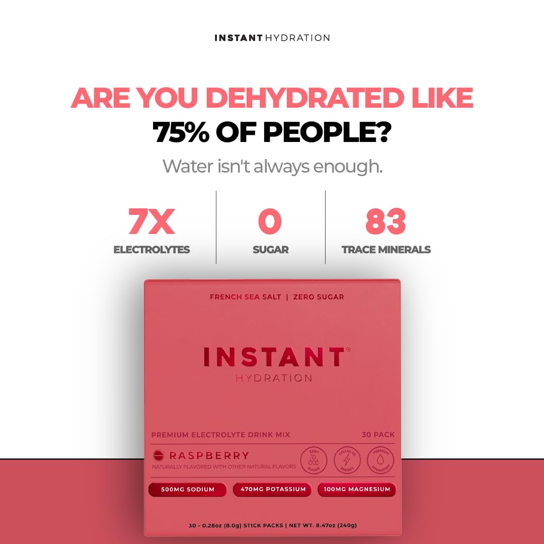 Instant Hydration Electrolytes Powder Packets - Watermelon Electrolyte Drink Mix - Zero Sugar - Keto, Vegan, Gluten-Free, Non-GMO - Boost Recovery, Brain Health, Muscle & Tissue Support- 30 Sticks