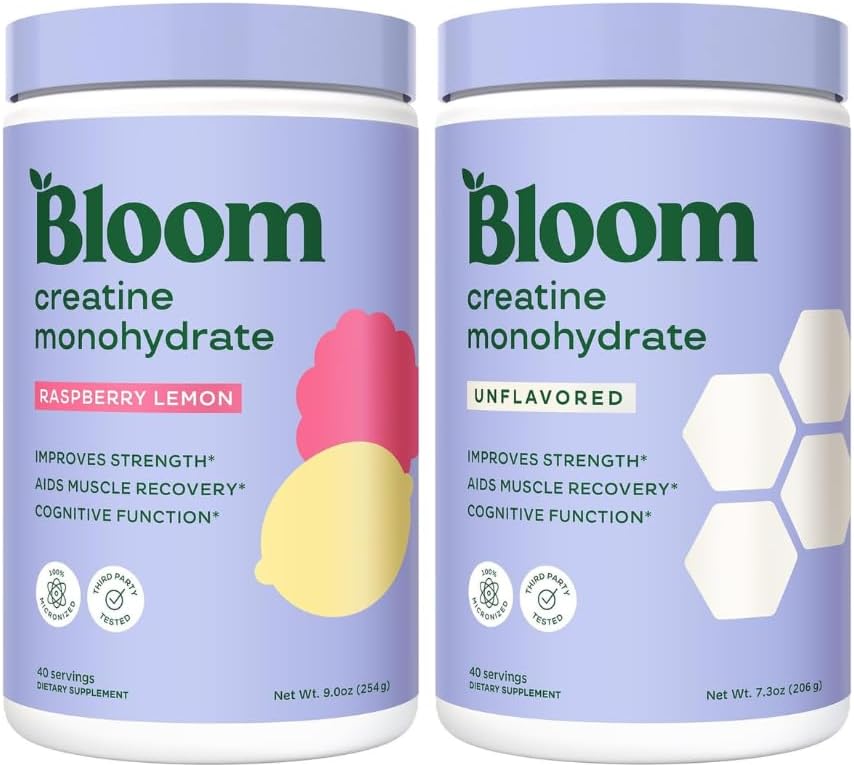 Bloom Creatine Monohydrate Bundle, Unflavored + Raspberry Lemon