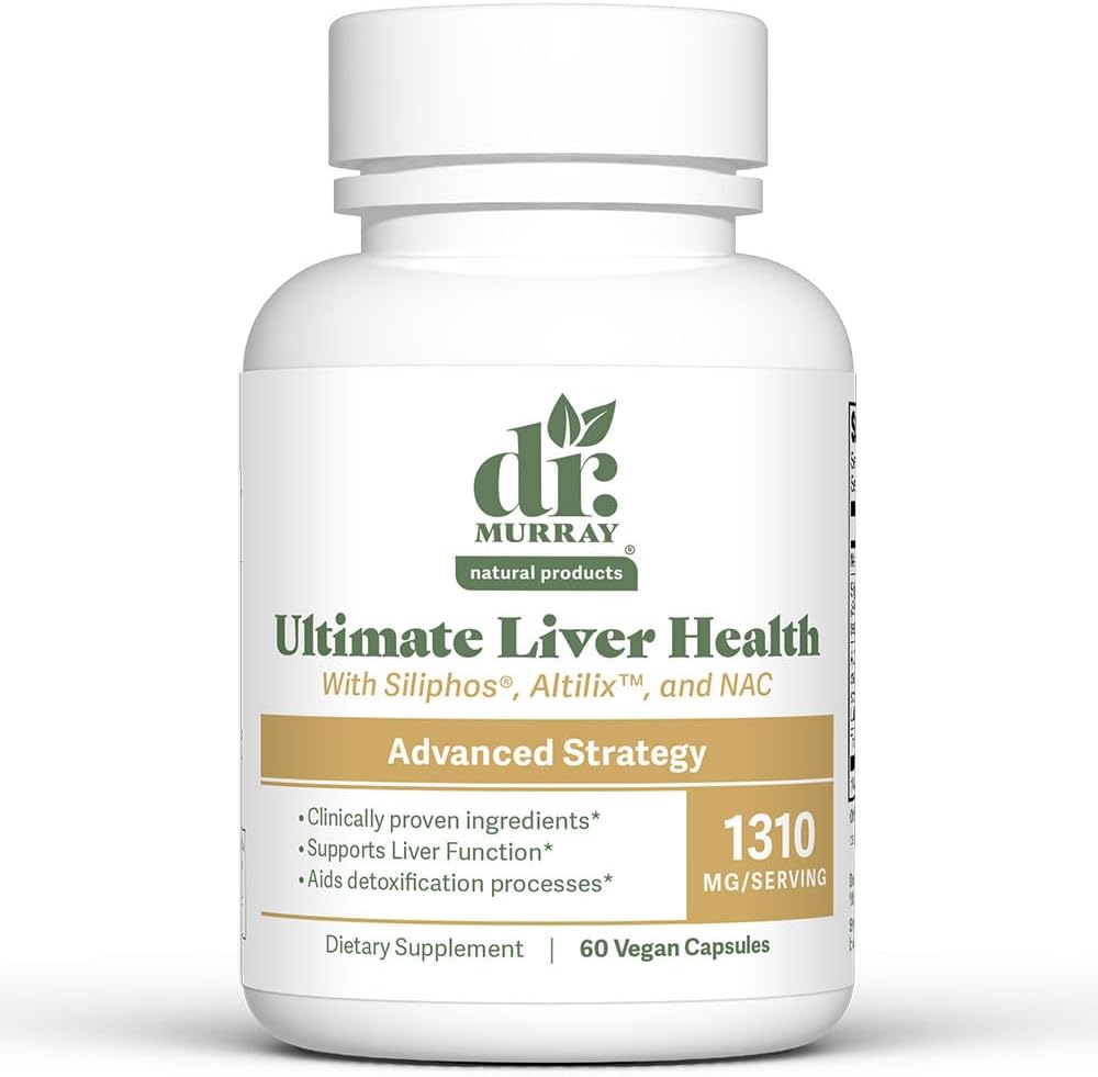 Dr. Murray's Ultimate Liver Health Supplement with NAC, Siliphos Milk Thistle & Artichoke Extract - Supports Detox, Antioxidant Defense & Lipid Metabolism | Vegan | 60 Capsules