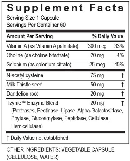 Transformation The Genesis of Good Health Enzymes Professional Protocol Liver Support Formula Supplement with Vitamin A, Herbal Blend & Digestive Enzymes - 60 Capsules