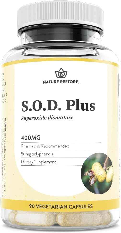Superoxide Dismutase (SOD) Supplement Capsules. High SOD-Like Activity Enzyme for Cellular Aging & Longevity. 100% Vegan. Primary Master Antioxidant for Mitochondrial Support & Internal Skin Radiance
