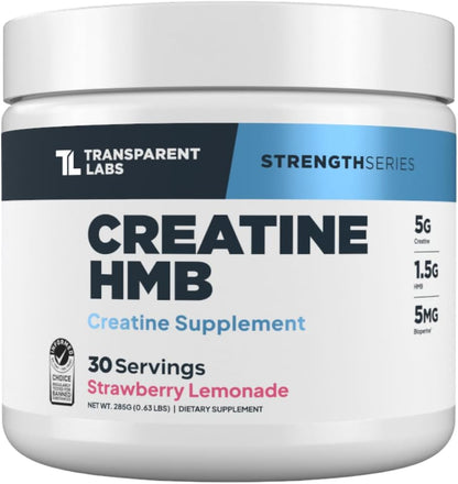 Transparent Labs Grass-Fed Whey Protein Isolate (30 Servings, Milk Chocolate) & Creatine HMB (30 Servings, Strawberry Lemonade)