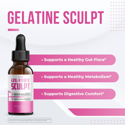 Gelatine Sculpt – Daily Liquid Botanical Supplement with Chromium & Plant Extracts – Clean, Stimulant-Free Formula – Non-GMO, Made in USA, GMP-Certified - 2 fl oz (60 mL), 1 Month Supply