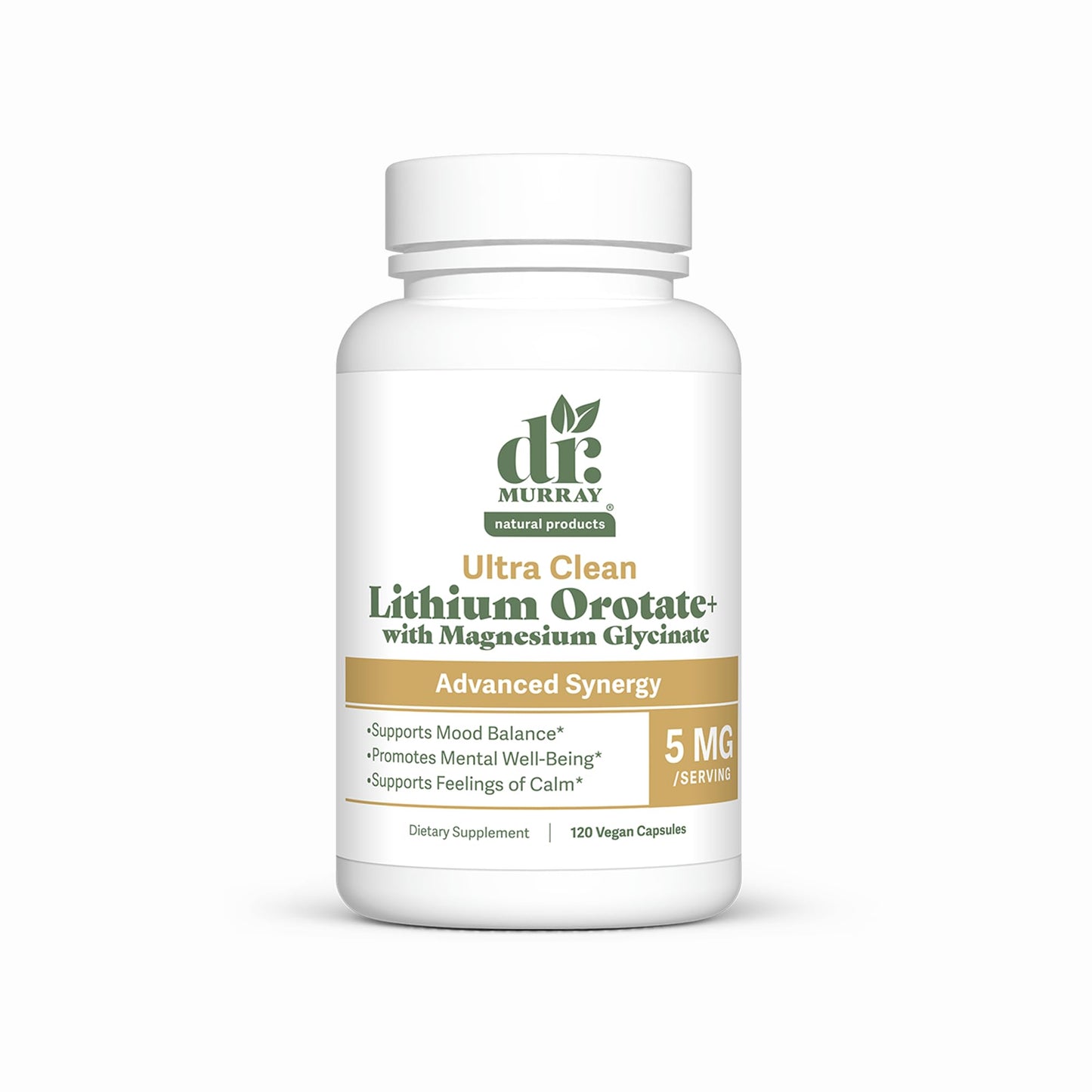 Dr. Murray's Ultra Clean Lithium Orotate with Magnesium Glycinate - 5mg Lithium | Vegan Capsules | Mood & Cognitive Support | Neurological Wellness Formula | 60 Count