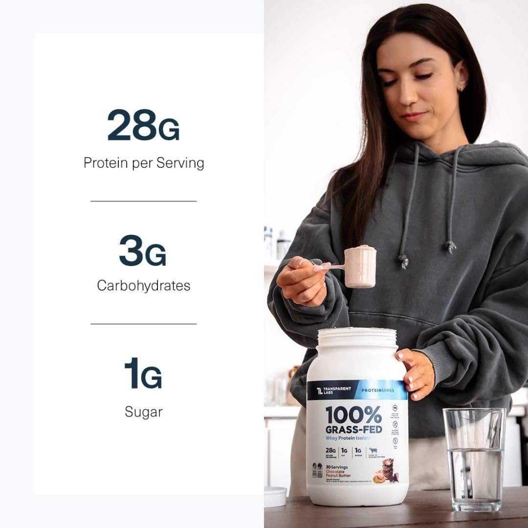 Transparent Labs Grass-Fed Whey Protein Isolate (30 Servings, Chocolate PB) & Creatine HMB (30 Servings, Strawberry Lemonade)