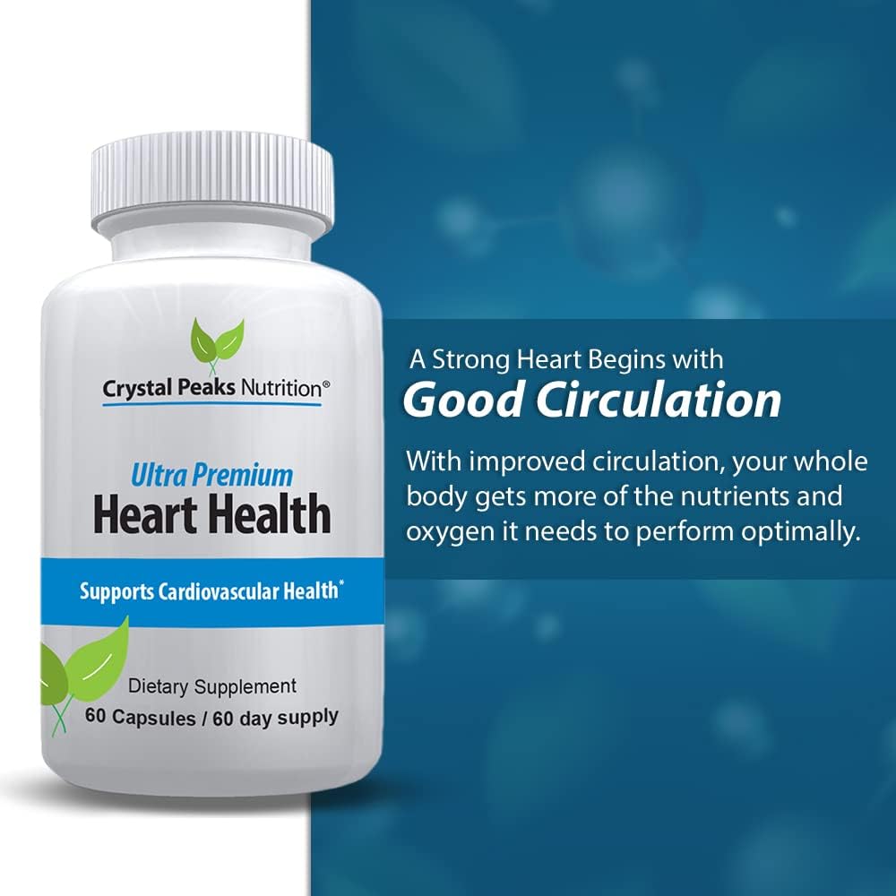 Ultra Premium Heart Support - Vitamin K2 & D3 Plus Calcium - Circulation Support Supplements - Blood Flow, Arteries - Advanced Formula for Cardio, Cholesterol, Triglyceride Balancing - 60 Capsules