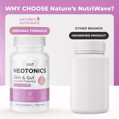 Neotonics Probiotic Gummies – Botanical Blend – 30 Ct, 1 Month Supply | Chewable probiotic gummy with Bacillus Coagulans, prebiotic inulin & botanicals | Non-GMO, Stimulant-Free | Daily gummy