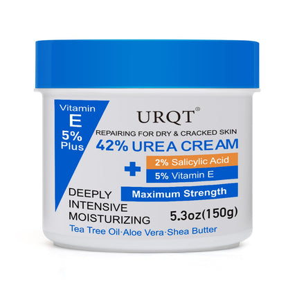 42% Urea Cream for Dry & Cracked Skin - Foot & Hand Cream with 2% Salicylic Acid, 5% Vitamin E, Tea Tree Oil, Aloe Vera, Shea Butter - Moisturizer & Skin Repair Cream for Feet Maximum Strength