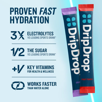 DripDrop Hydration Berry & Orange Bundle, Electrolyte Packets, 64 Count | Berry, Orange; 3X Electrolytes; Potassium, Magnesium, Zinc, Vitamin C; Single Serve; Portable; Daily Use, Workouts, Travel