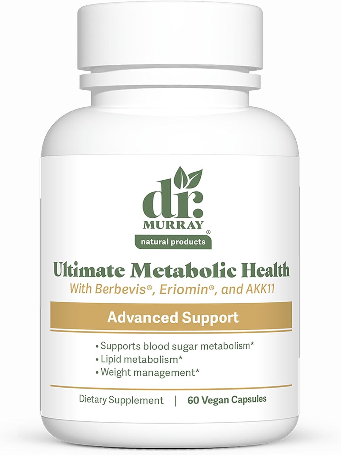 Dr. Murray's Ultimate Metabolic Health - Berbevis® Berberine Phytosome + Eriomin® Citrus Flavonoids + Ceylon Cinnamon + Akkermansia AKK11® Probiotic | Vegan | GMP Certified | 60 Capsules