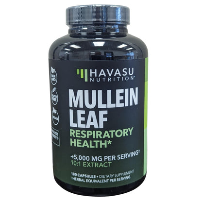 500mg Mullein Extract for Lung Support and Respiratory Health, 30 Count | Mullein Leaf Capsules for Respiratory Health, Vegan, Non-GMO Herbal Supplement for Overall Daily Wellness, 1 Month Supply