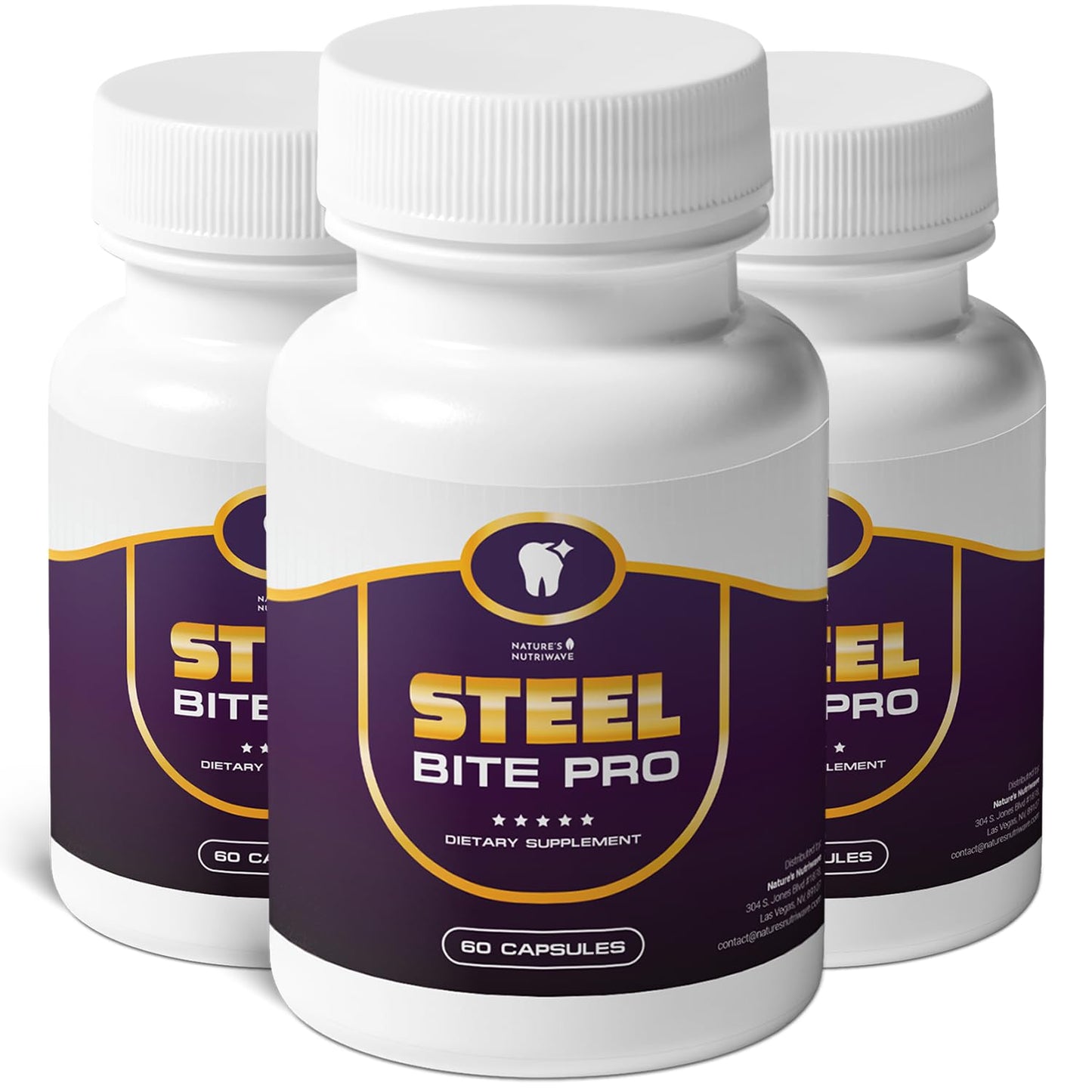 Steel Bite Pro – 23 Plant-Based Ingredients – 60 Ct, 1 Month Supply | 23 plant-based ingredients with Zinc & Turmeric | Non-GMO, Made in USA | Easy-to-swallow oral-care capsule