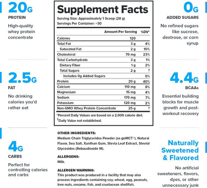 LEGION Whey Protein Powder - Naturally Flavored Whey Protein Concentrate with BCAAs - Supports Muscle Growth & Recovery, Gluten Free, No Added Sugar Protein Powder - Vanilla Flavor (30 Servings)