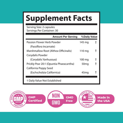 NeuroMax – Passion Flower & Marshmallow Root – 60 Ct, 2 Month Supply | Passion Flower, Marshmallow Root & California Poppy | Non-GMO, GMP Certified, Made in USA | Easy-to-take capsule