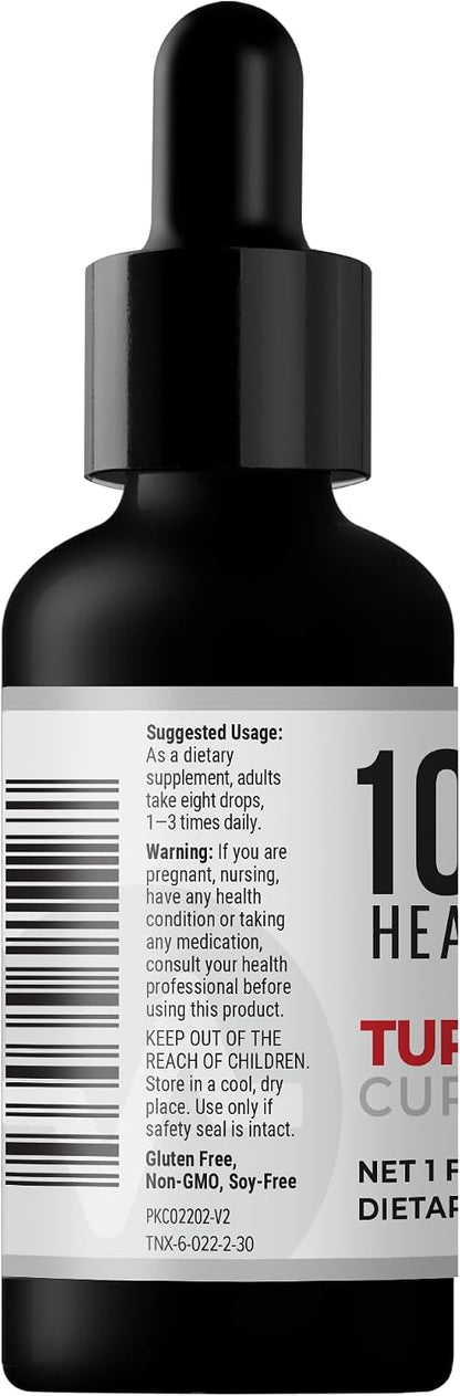 10X Health Turmeric Curcumin Supplement - with D3 & B12 | Curcumin: with Vitamin D3 & B12, Joint, Immunity & Heart Support, 30mL
