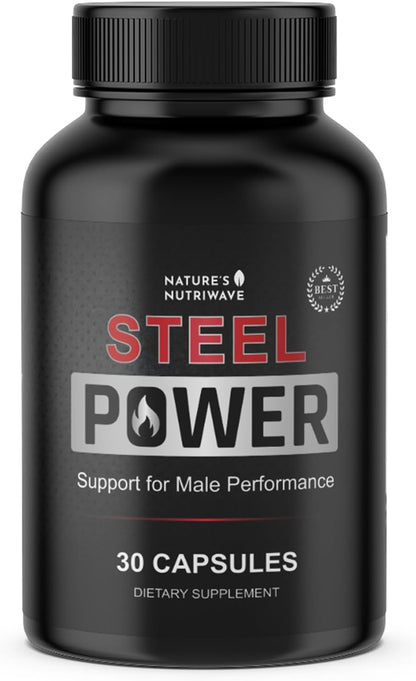 Steel Power – L-Citrulline, L-Carnitine & Maca – 30 Ct, 1 Month Supply | L-Citrulline, L-Carnitine, Maca Root & Pine Bark Extract | Non-GMO, Made in USA | Easy-to-swallow daily capsule