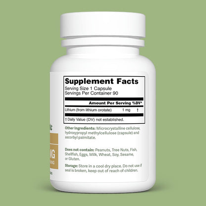 Dr. Murray's Ultra Clean Lithium Orotate 1mg Vegan Capsules - Supports Mood Balance | Cognitive Resilience | Nervous System Health | Emotional Well-Being | 90 Count