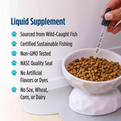 Nordic Naturals Omega-3 Fish Oil for Cats, w/EPA & DHA, Liquid - 2oz | 304mg Omega-3 per mL for healthy skin & coat. Reduces shedding, improves shine. Easy liquid format mixes with food. Non-GMO
