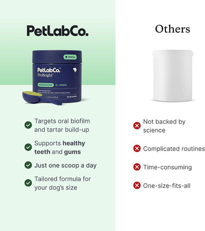 PetLab Co. ProBright Dental Powder, Extra Small Dogs, 2-Pack | Brown algae, green tea and probiotics in one easy daily scoop to support tartar and fresh breath