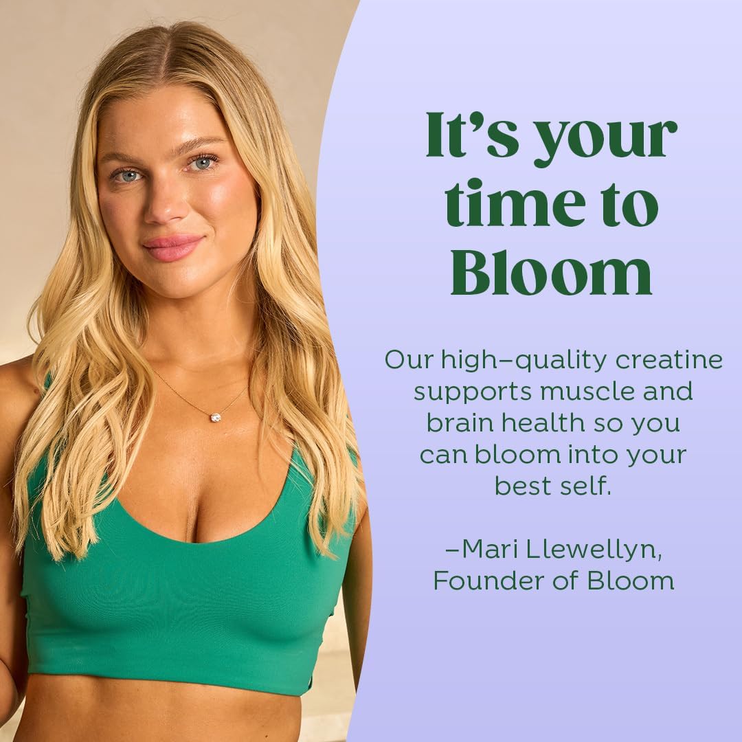Bloom Nutrition Creatine Monohydrate Powder, Raspberry Lemon, 40 Servings | 5g Micronized Creatine, Supports Muscle Recovery, Strength, Endurance, Pre or Post Workout, Gluten Free, Non GMO