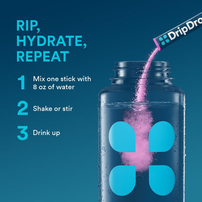 DripDrop Hydration Berry & Lemon Bundle, Electrolyte Packets, 64 Count | Lemon, Berry; 3X Electrolytes; Potassium, Magnesium, Zinc, Vitamin C; Single Serve; Portable; Daily Use, Workouts, Travel