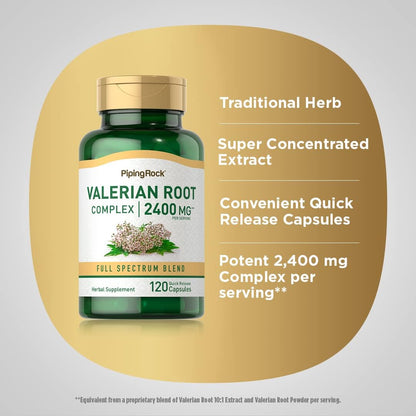 Piping Rock Valerian Root Capsules | 120 Count | Herbal Extract Complex | Non-GMO & Gluten Free Supplement