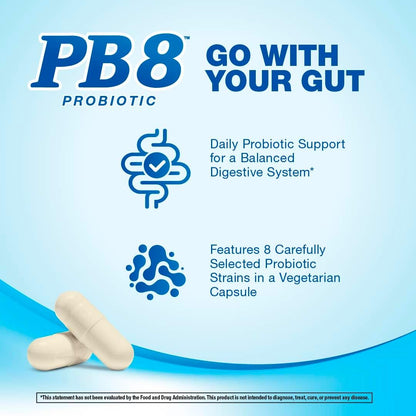 PB8 Probiotic | 14 Billion CFU | 120 Vegetarian Capsules | 8 Strains | for Women and Men | Gluten, Milk, and Soy Free Supplement