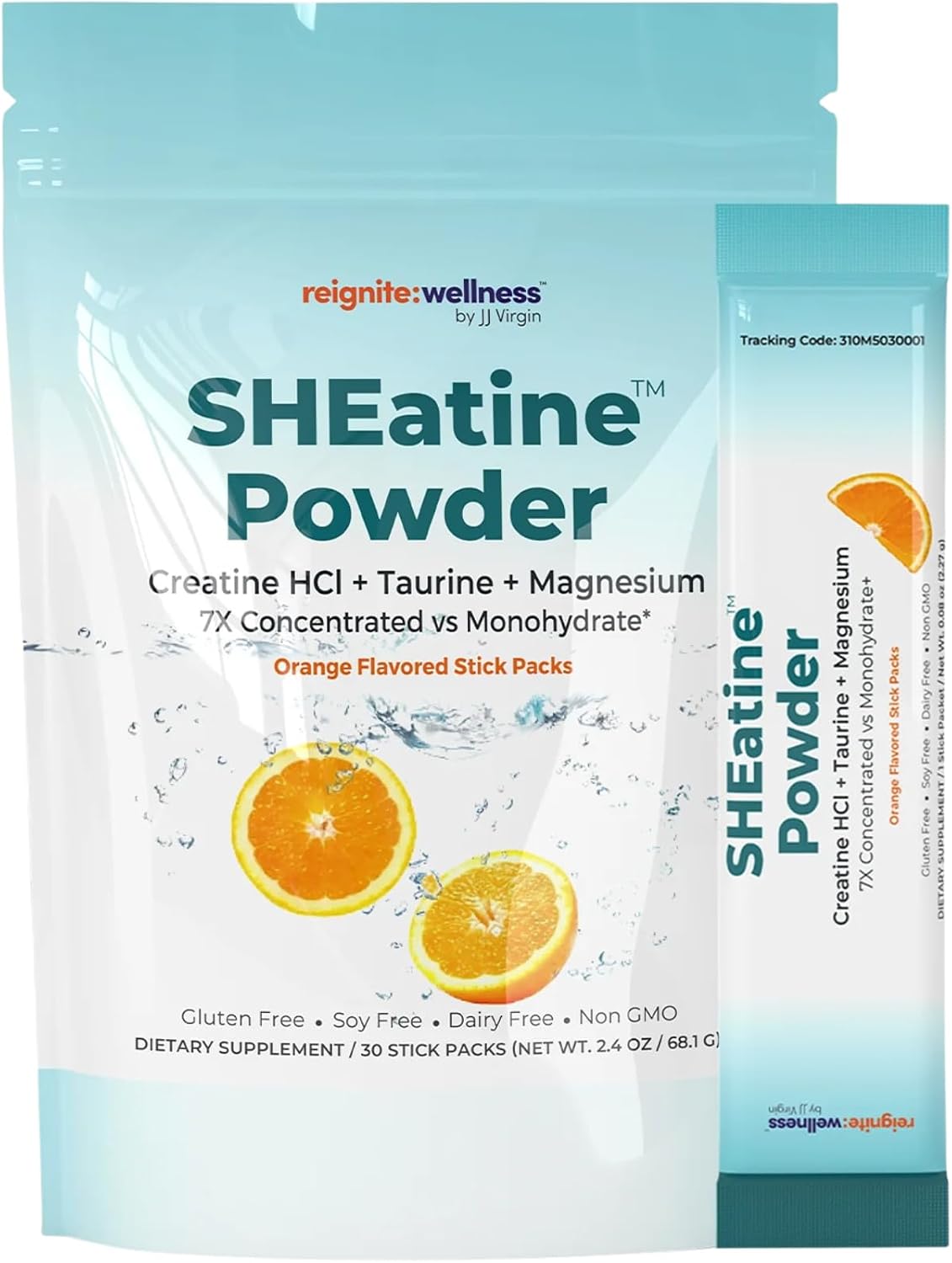 Reignite Wellness by JJ Virgin Hydration & Wellness Bundle | ElectroReplenish (Lemon-Orange Flavor), 30 Servings + SHEatine Powder Stick Packs (Orange Flavor), 30 Count