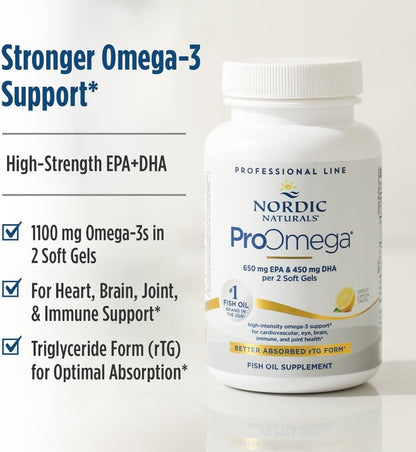 Nordic Naturals ProOmega, 1280 mg Omega-3, High Potency, Lemon, 90 Count | High Potency Fish Oil with EPA & DHA - Promotes Brain, Eye, Heart, & Immune Health - Non-GMO -90 servings