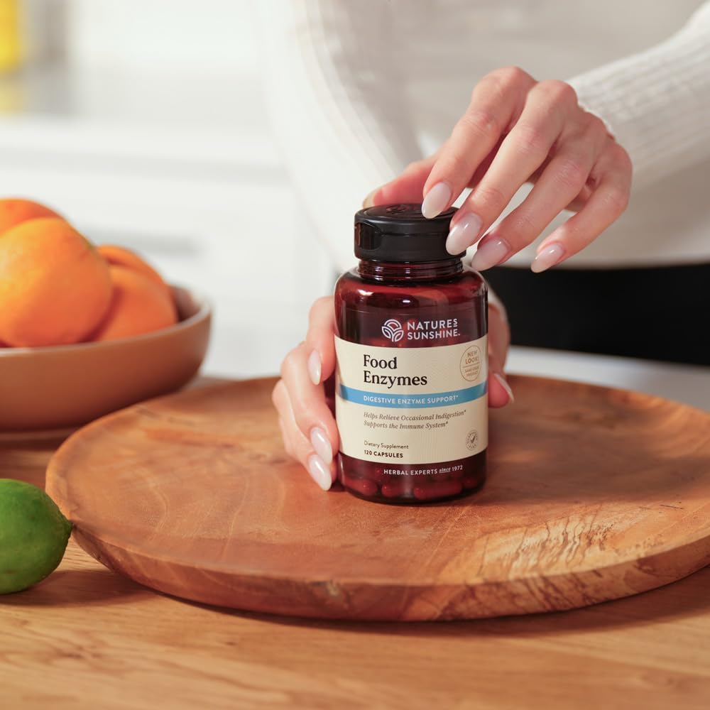 Nature's Sunshine Food Enzymes - Digestive Support with Prebiotics and Probiotics for Gut Health - Digestive Enzyme Supplement for Digestive Health and Relief from Occasional Indigestion