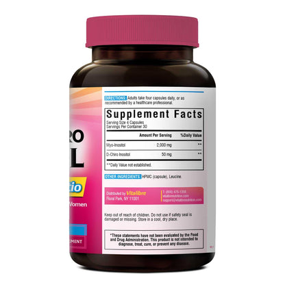 Vitalibre Inositol Supplement, Myo-Inositol & D-Chiro Inositol Supplements for Women, 40:1 Ideal Ratio, Hormone Balance and Women’s Wellness, 80 Vegan Capsules