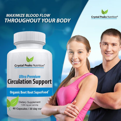 Pure Organic Beet Root Powder Extract - Blood Circulation, Promotes Arteries and Veins, Increase Nitric Oxide Production. 1300mg, 60 Veggie Capsules