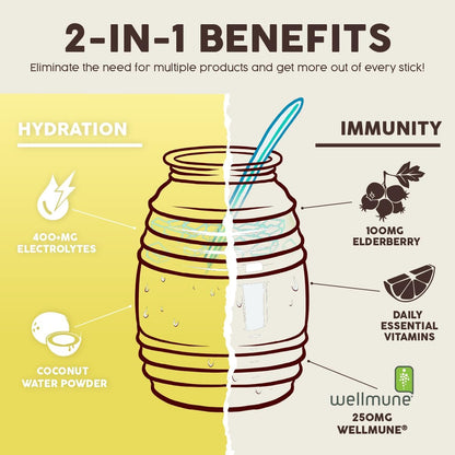 Salud 2-Pack | 2-in-1 Hydration + Immunity (Lemonade) & Energy + Focus (Cucumber Lime) – 15 Servings Each, Agua Fresca Drink Mix, Non-GMO, Gluten Free, Vegan, Low Calorie, 1g of Sugar