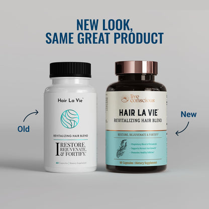 Hair La Vie Live Conscious Revitalizing Blend Hair Growth Vitamins for Women to Support Health of Hair - Supplements w/Biotin, Collagen & Saw Palmetto for Thick, Full Hair - 60 Caps