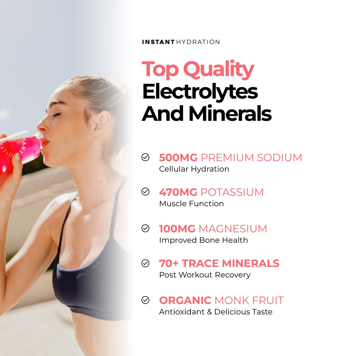 Instant Hydration Sugar Free Electrolytes Powder Packets Variety Pack - Watermelon, Raspberry, Lemon Lime Drink Mix & Travel Essentials with Magnesium and Potassium - Post Workout Recovery - 20 Sticks