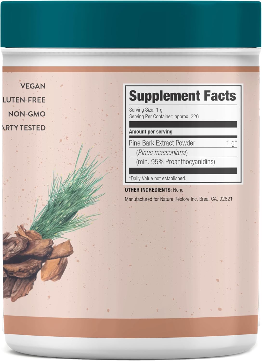 Nature Restore Pine Bark Extract Powder (8 oz). Standardized to 95% Proanthocyanidins (OPC) Antioxidant for Circulation, Nitric Oxide Boost and Joint Support
