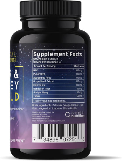 Complete Nutrition Liver & Kidney Shield Capsules, 60 Count - on and Post Cycle Support